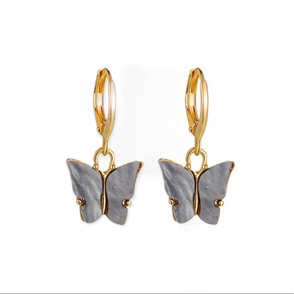 3/$15 Gray Acrylic Butterfly Huggie Earrings